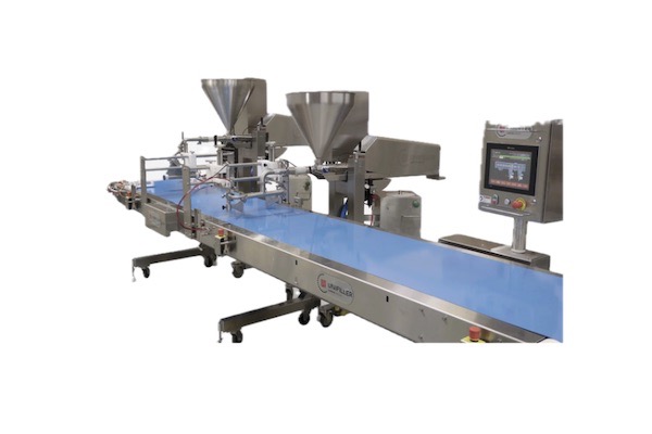 Servo-driven cake icing machine line for bakery industry