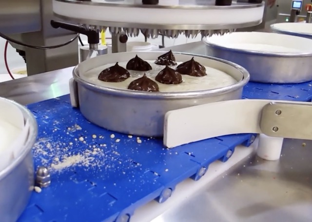 Automated production line for cheesecake application